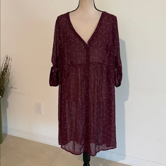 Torrid 1 1X sheer dress arrow print 549 - Picture 2 of 6